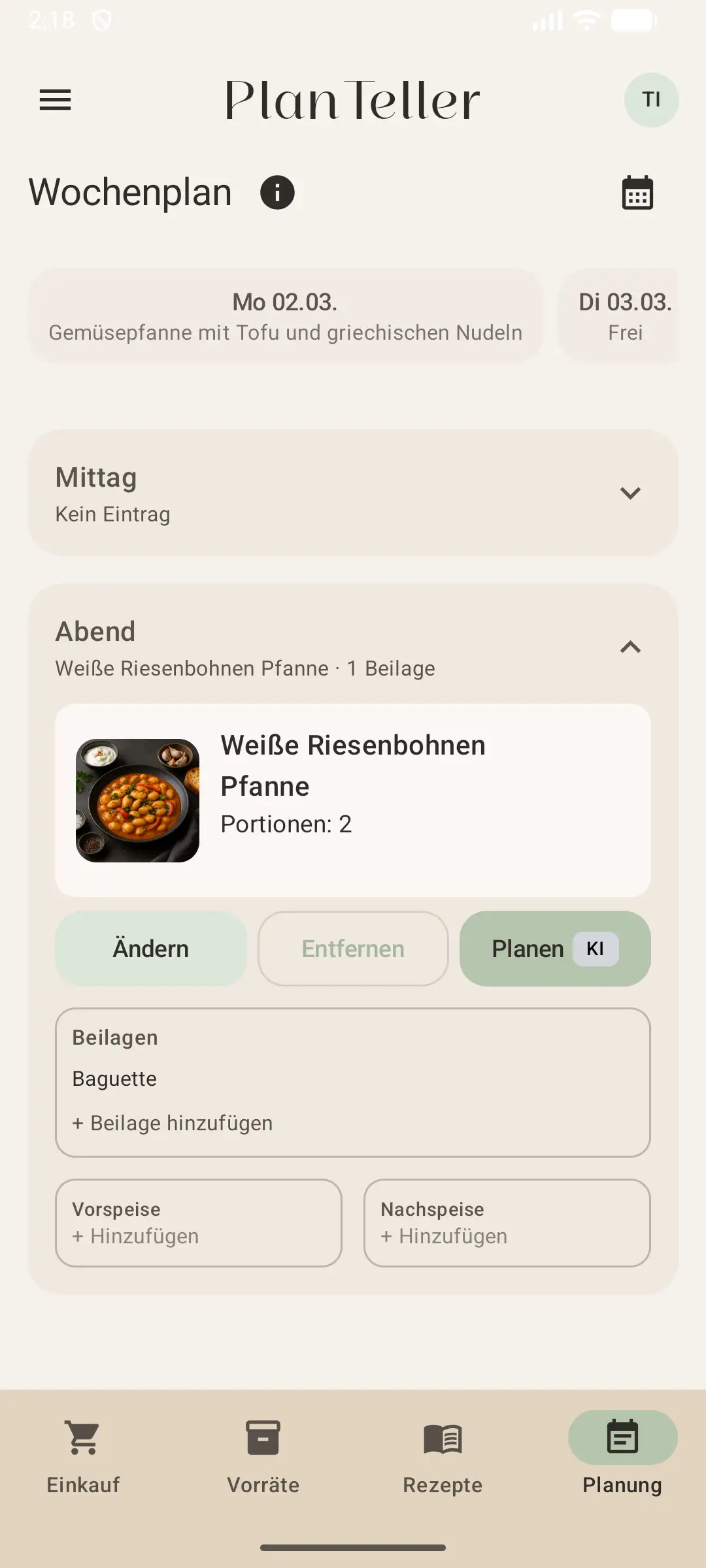 PlanTeller Rezeptdetails